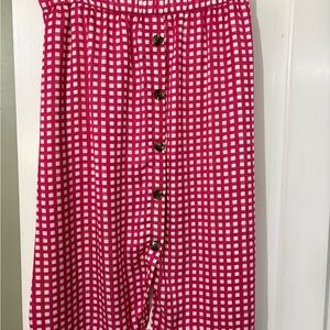 Ann Taylor Red Checkered A-Line Skirt